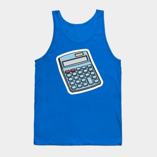 Electronic Digital Calculator sticker Style vector illustration. Business and finance object icon concept. Digital keypad device sticker design logo with shadow. Tank Top